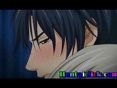 Jeune garçon uncaring anime chaud se sursauta